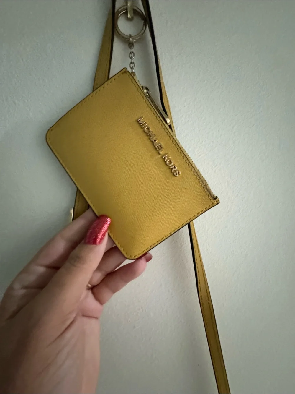 Michael Kors Yellow Leather Crossbody with Matching Card Pouch